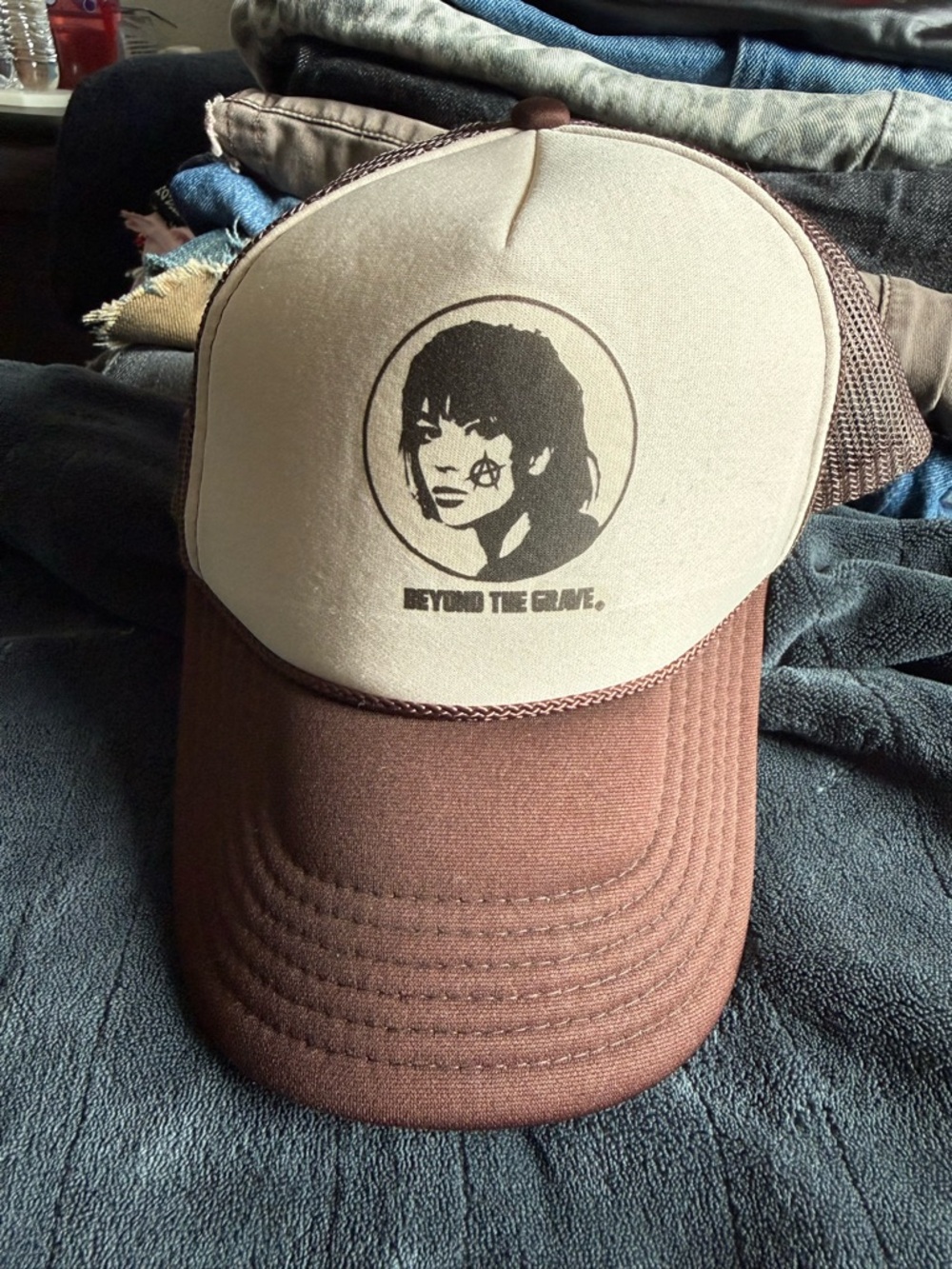 Punk ‘Beyond The Grave’ Brown Mesh Trucker Hat Streetwear